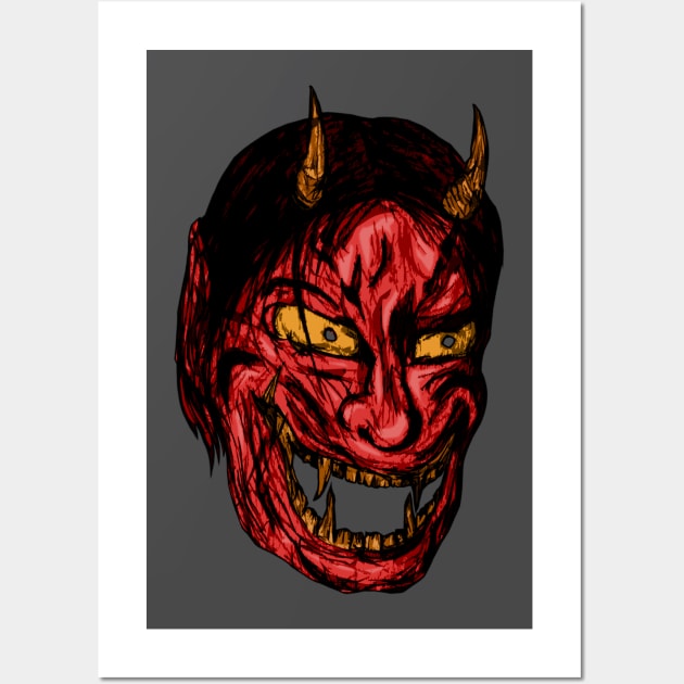 REd demon Mask Wall Art by fixedthor